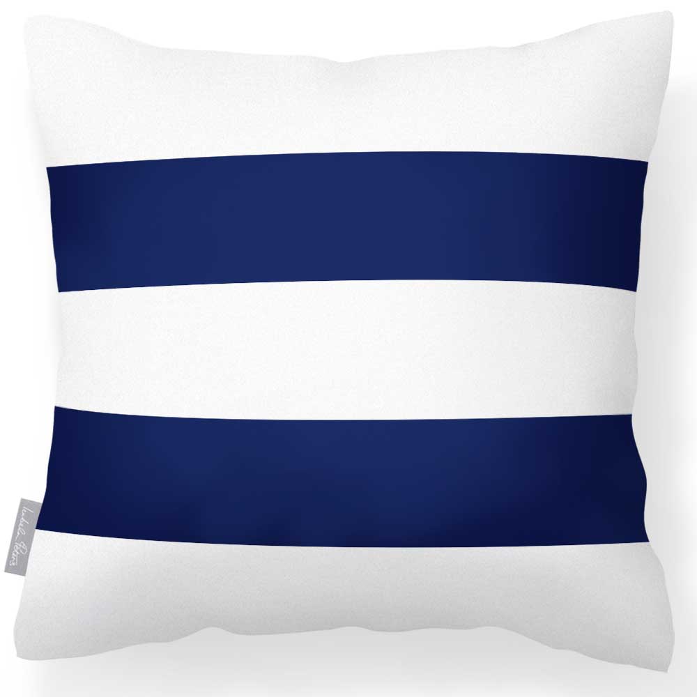 Outdoor Garden Waterproof Cushion - 2 Stripes Horizontal - Midnight 50 x 50 cm by Izabela Peters