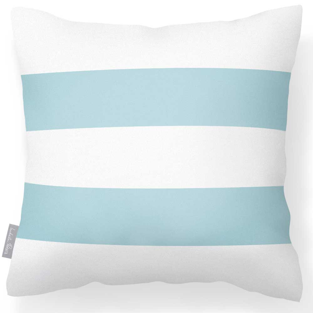 Outdoor Garden Waterproof Cushion - 2 Stripes Horizontal - Celeste Blue 50 x 50 cm by Izabela Peters