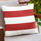 Outdoor Garden Waterproof Cushion - 2 Stripes Horizontal - Raspberry Red 50 x 50 cm by Izabela Peters