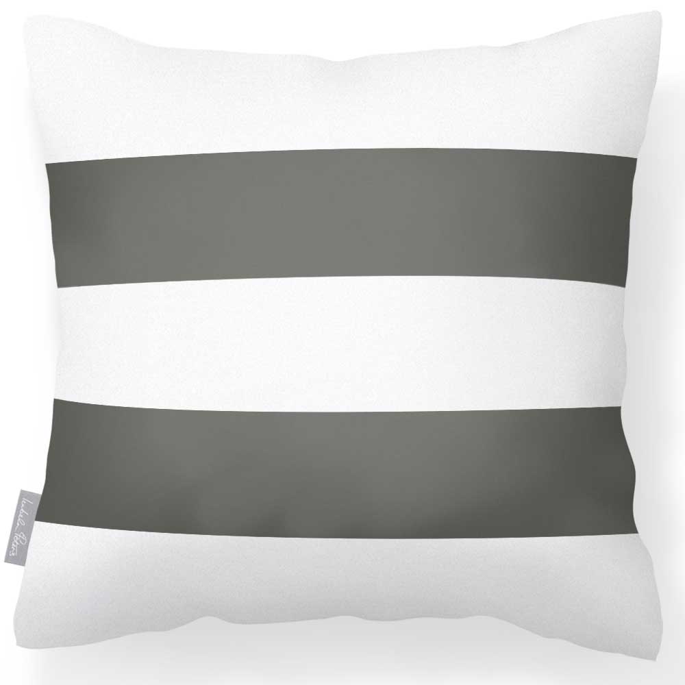 Outdoor Garden Waterproof Cushion - 2 Stripes Horizontal - Beluga 50 x 50 cm by Izabela Peters
