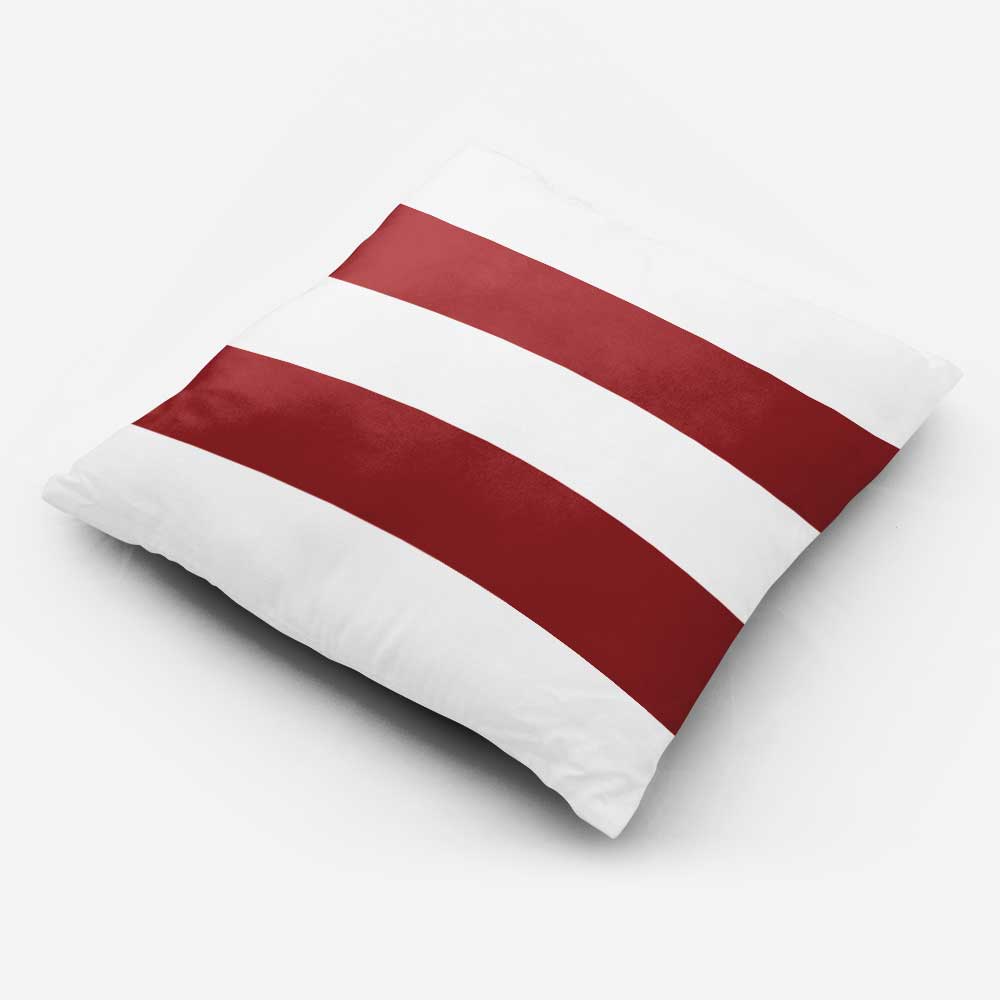 Outdoor Garden Waterproof Cushion - 2 Stripes Horizontal - Raspberry Red 50 x 50 cm by Izabela Peters