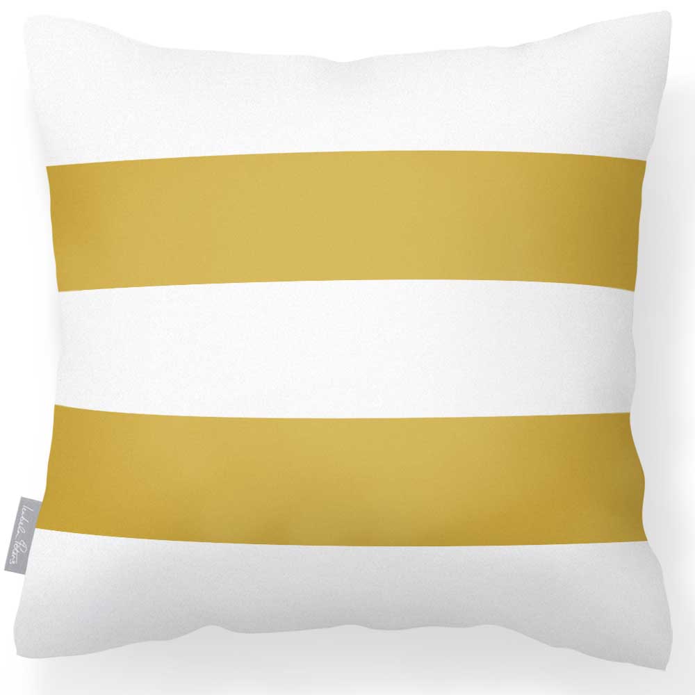 Outdoor Garden Waterproof Cushion - 2 Stripes Horizontal - Mustard 50 x 50 cm by Izabela Peters