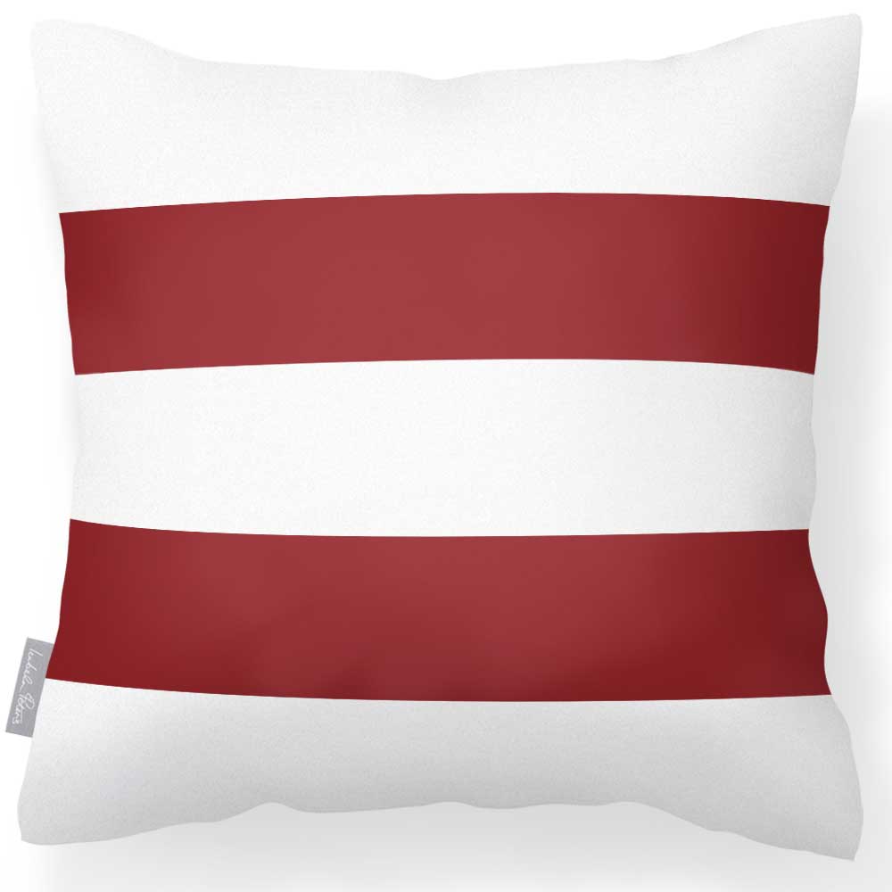 Outdoor Garden Waterproof Cushion - 2 Stripes Horizontal - Raspberry Red 50 x 50 cm by Izabela Peters