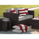 Outdoor Garden Waterproof Cushion - 2 Stripes Horizontal - Raspberry Red 50 x 50 cm by Izabela Peters