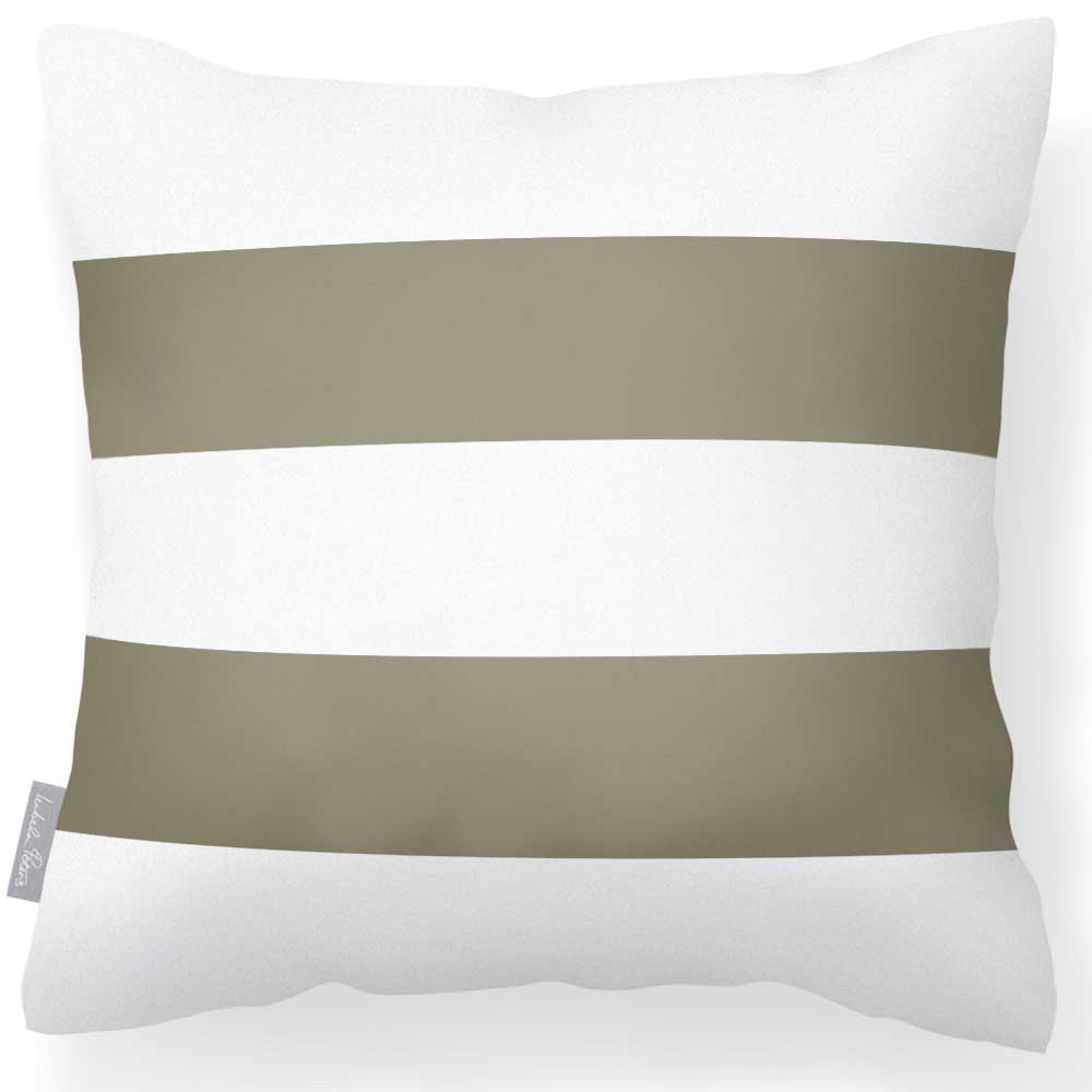 Outdoor Garden Waterproof Cushion - 2 Stripes Horizontal - Martini Olive 50 x 50 cm by Izabela Peters