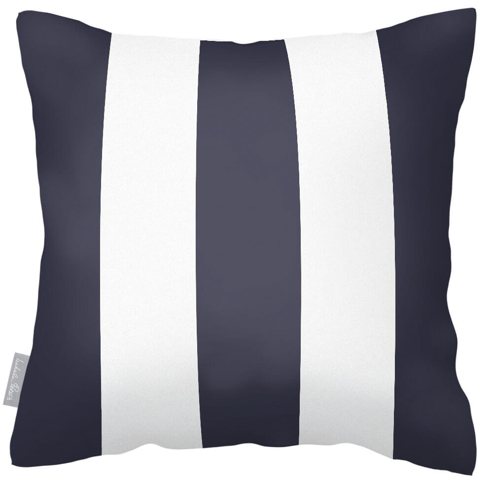 Outdoor Garden Waterproof Cushion - 3 Stripes - Graphite 50 x 50 cm by Izabela Peters