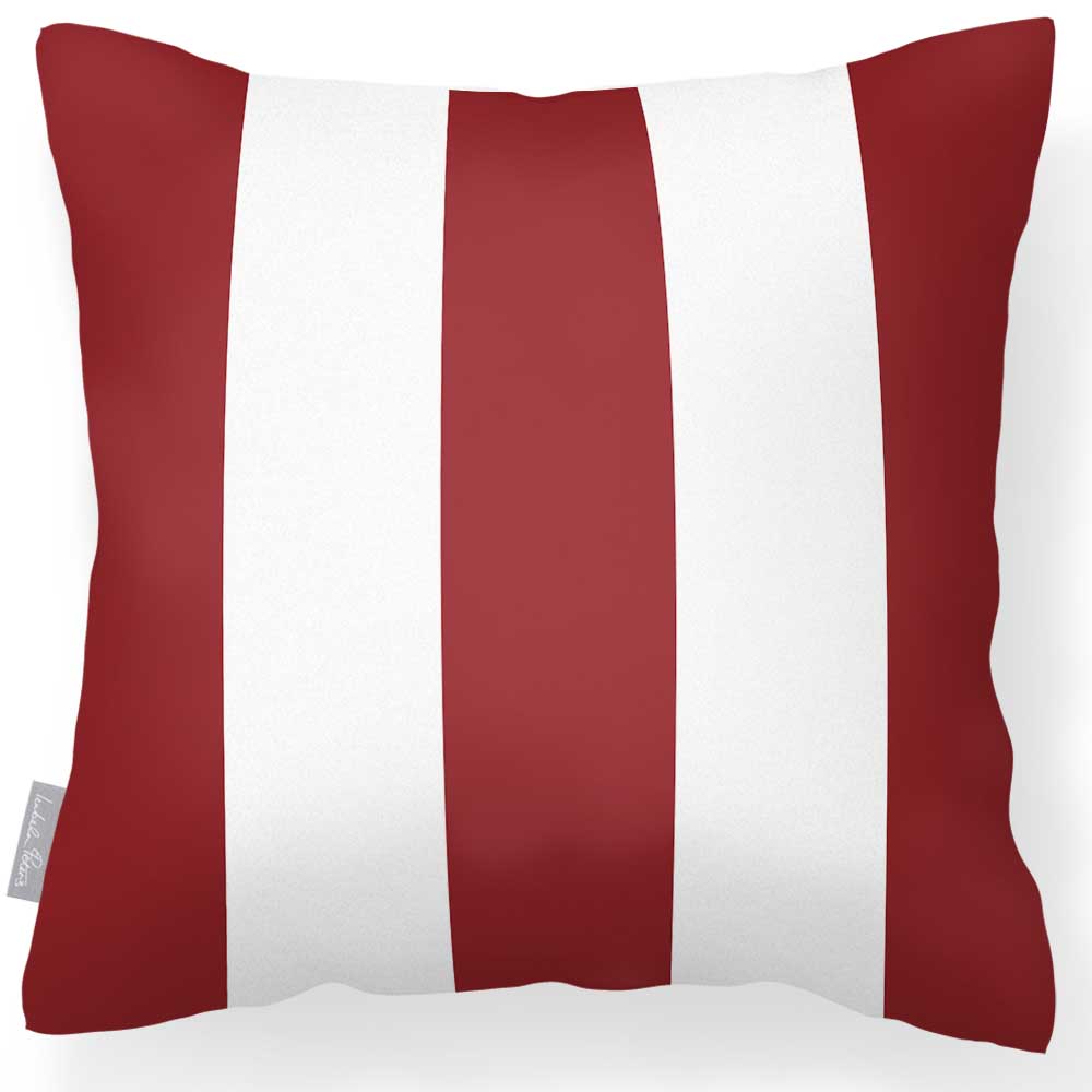 Outdoor Garden Waterproof Cushion - 3 Stripes - Raspberry Red 50 x 50 cm by Izabela Peters