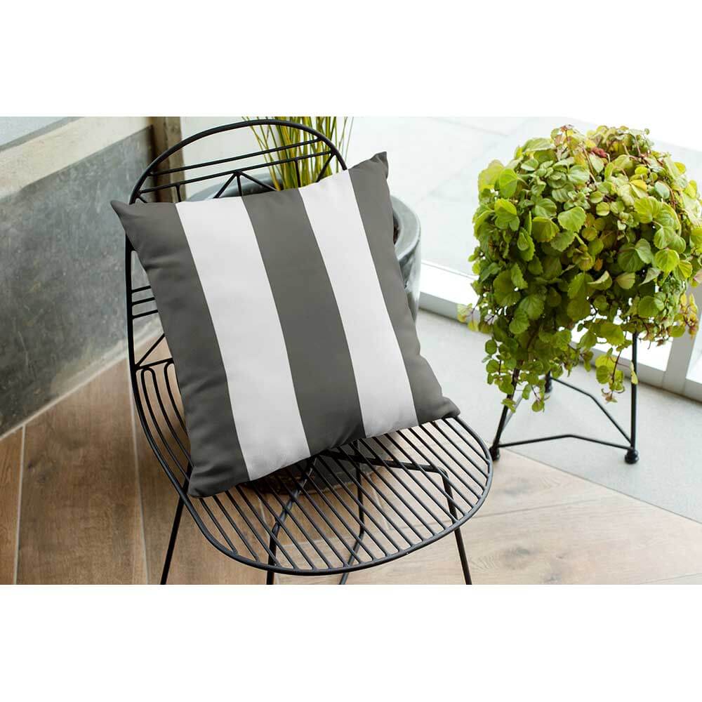 Outdoor Garden Waterproof Cushion - 3 Stripes - Beluga 50 x 50 cm by Izabela Peters