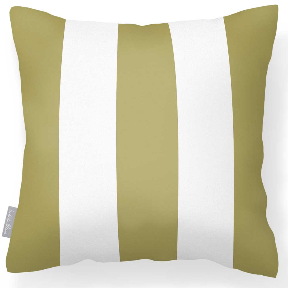 Outdoor Garden Waterproof Cushion - 3 Stripes - Golden Lime 50 x 50 cm by Izabela Peters