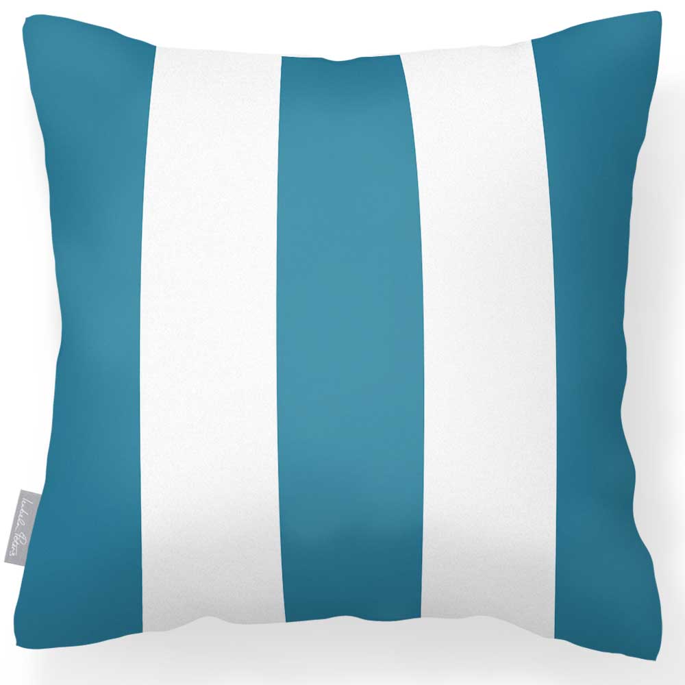 Outdoor Garden Waterproof Cushion - 3 Stripes - Prussian Blue 50 x 50 cm by Izabela Peters