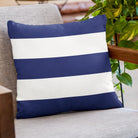 Outdoor Garden Waterproof Cushion - 3 Stripes Horizontal in Midnight 50 x 50 cm | Izabela Peters