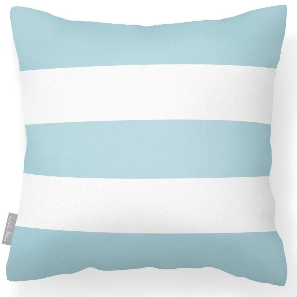 Outdoor Garden Waterproof Cushion - 3 Stripes Horizontal - Celeste Blue 50 x 50 cm by Izabela Peters