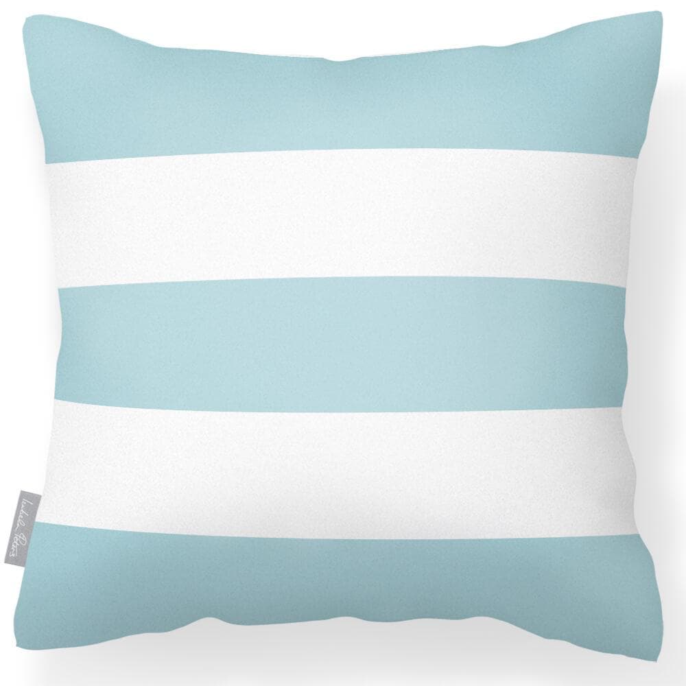 Outdoor Garden Waterproof Cushion - 3 Stripes Horizontal  Izabela Peters Celeste Blue 40 x 40 cm 