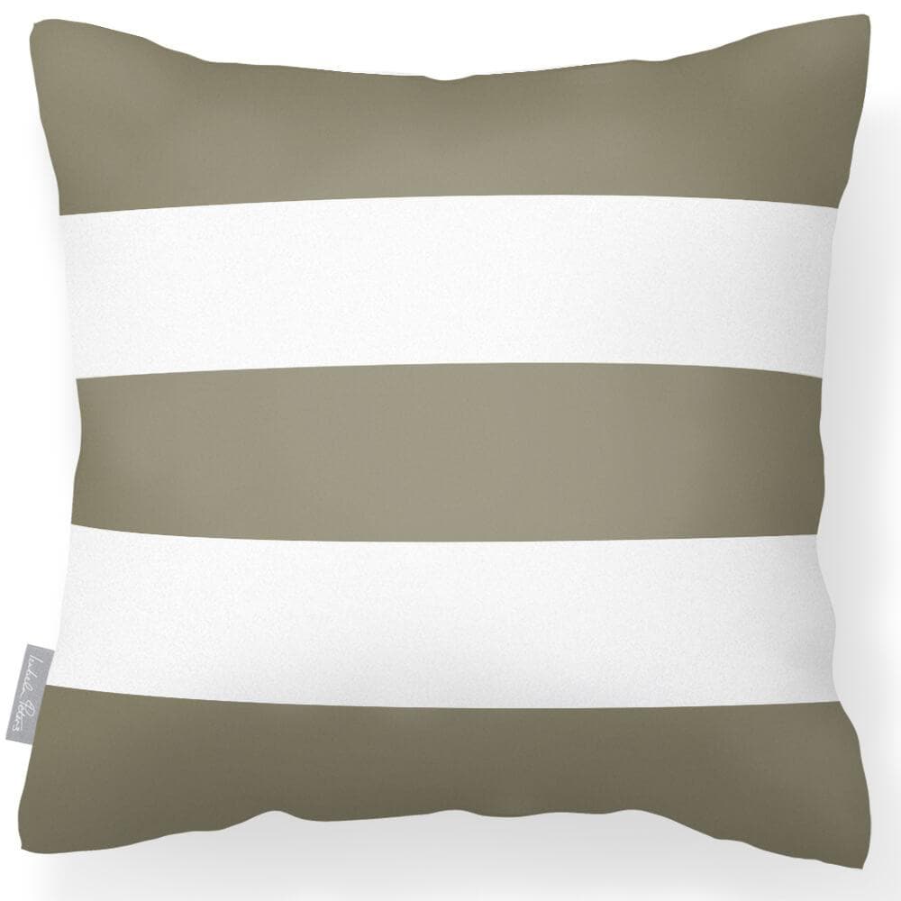 Outdoor Garden Waterproof Cushion - 3 Stripes Horizontal - Martini Olive 50 x 50 cm by Izabela Peters