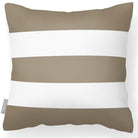 Outdoor Garden Waterproof Cushion - 3 Stripes Horizontal in Taupe 50 x 50 cm | Izabela Peters