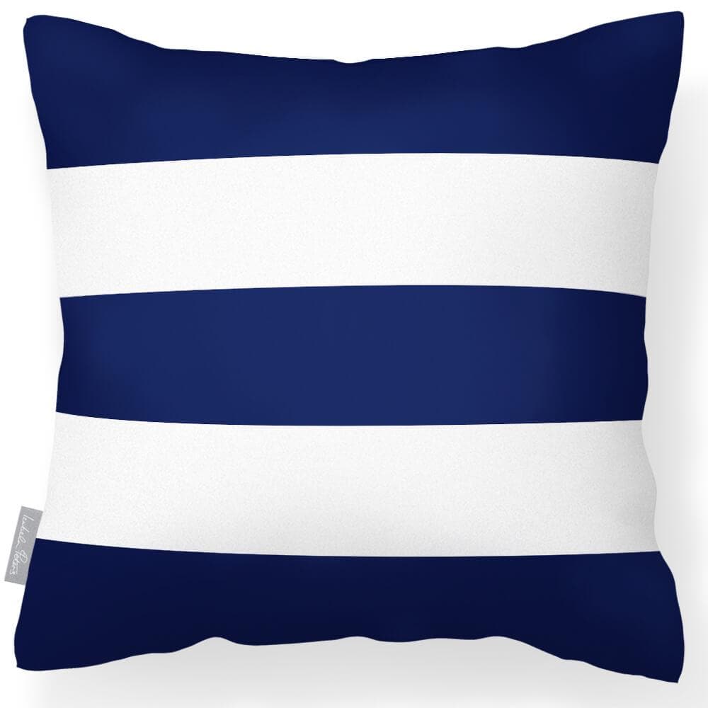 Outdoor Garden Waterproof Cushion - 3 Stripes Horizontal - Midnight 50 x 50 cm by Izabela Peters