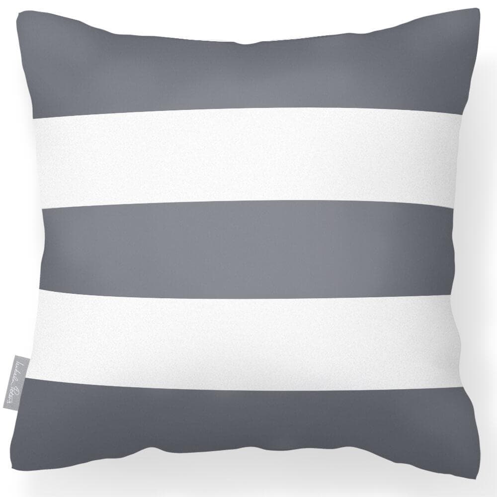 Outdoor Garden Waterproof Cushion - 3 Stripes Horizontal - Grey 50 x 50 cm by Izabela Peters