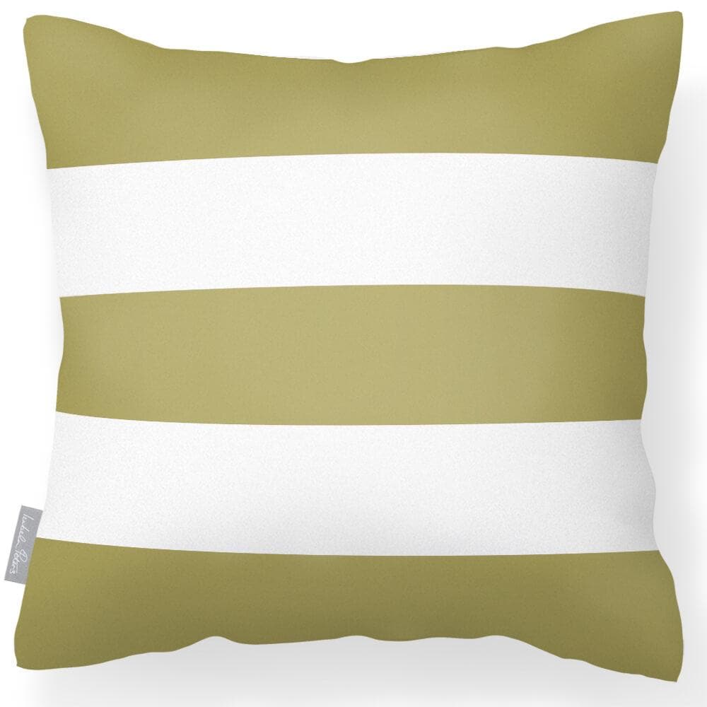 Outdoor Garden Waterproof Cushion - 3 Stripes Horizontal - Golden Lime 50 x 50 cm by Izabela Peters