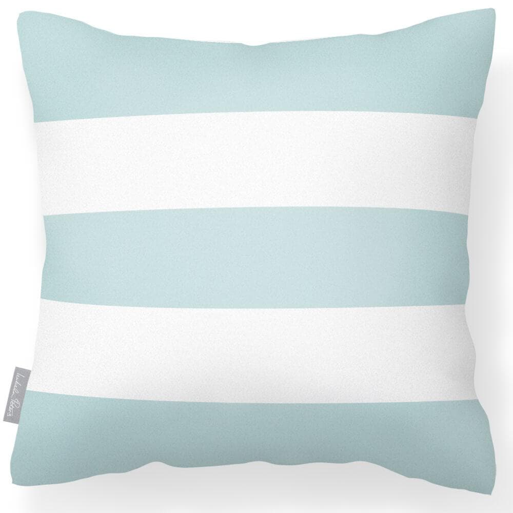 Outdoor Garden Waterproof Cushion - 3 Stripes Horizontal - Duck Egg 50 x 50 cm by Izabela Peters