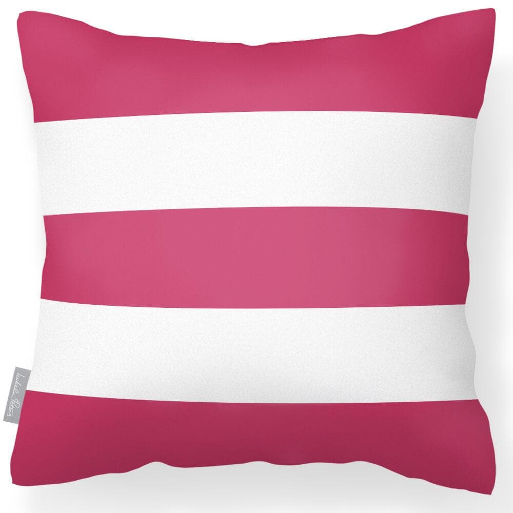 Outdoor Garden Waterproof Cushion - 3 Stripes Horizontal - Pink 50 x 50 cm by Izabela Peters