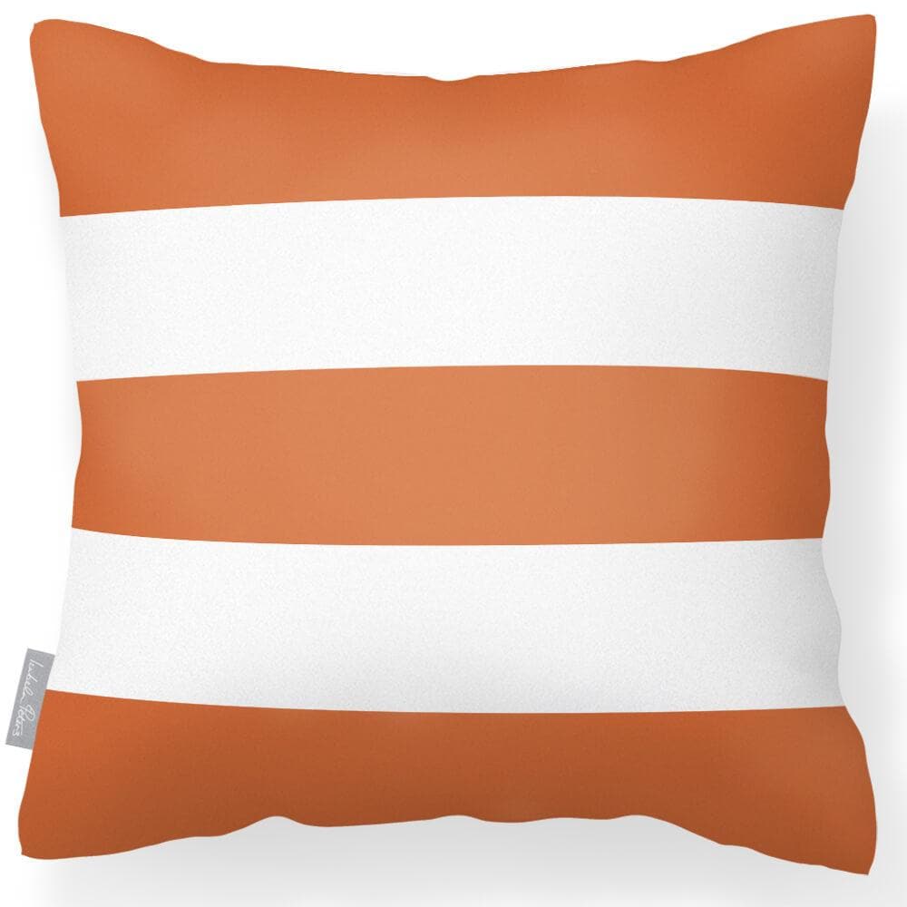 Outdoor Garden Waterproof Cushion - 3 Stripes Horizontal - Burnt Orange 50 x 50 cm by Izabela Peters