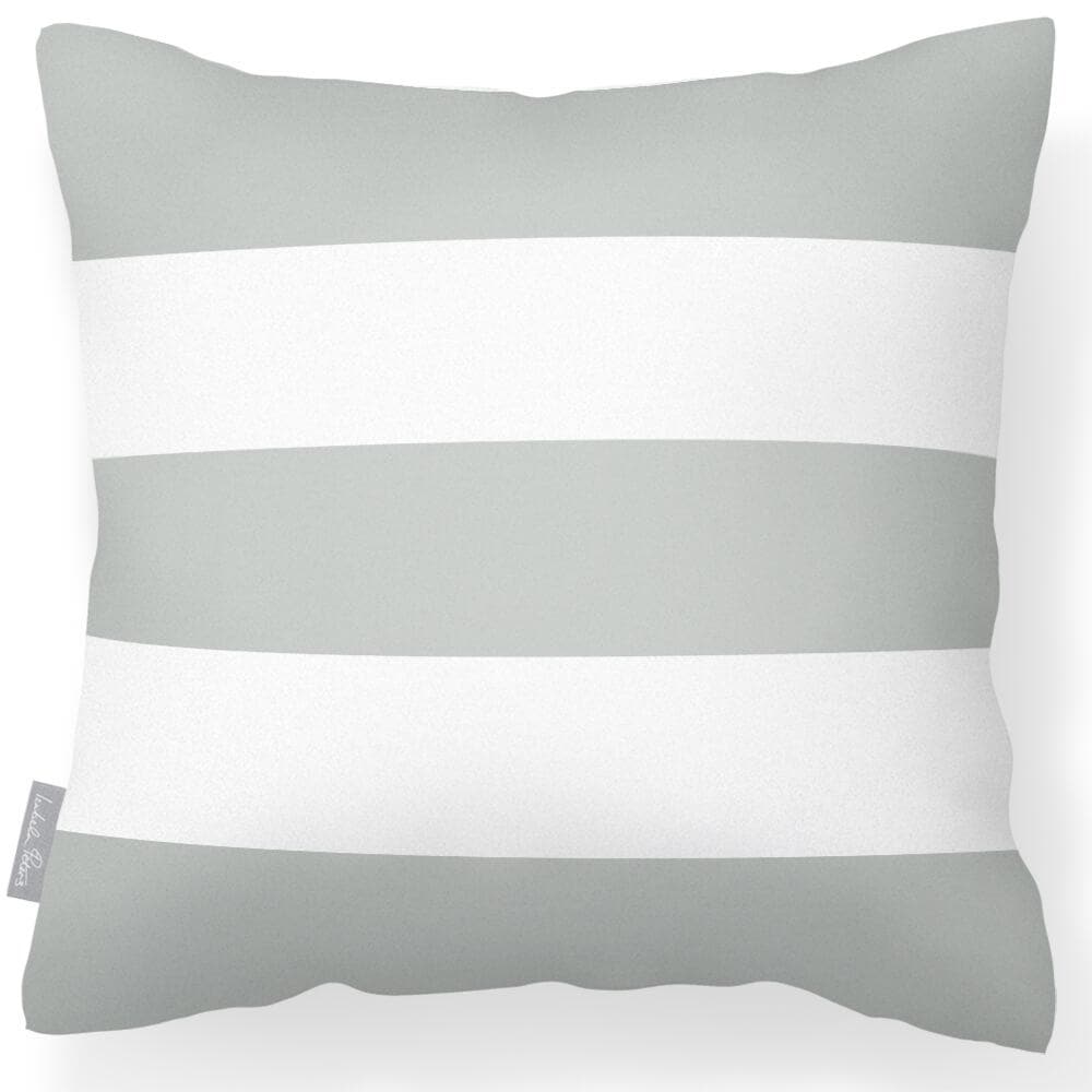 Outdoor Garden Waterproof Cushion - 3 Stripes Horizontal - Storm Grey 50 x 50 cm by Izabela Peters