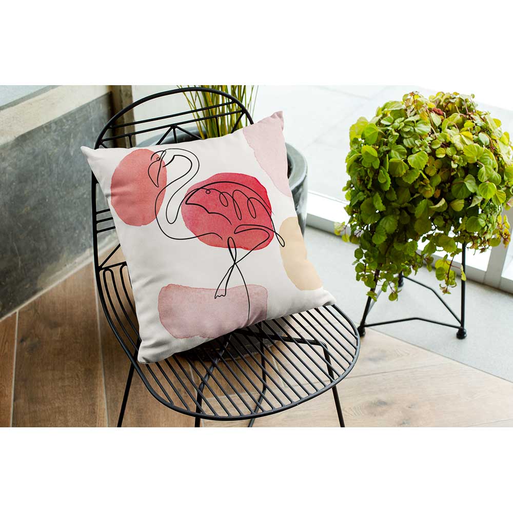 Outdoor Garden Waterproof Cushion - Abstract Flamingo - 40 x 40 cm by Izabela Peters