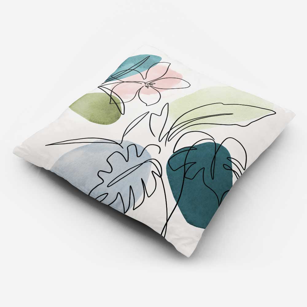 Outdoor Garden Waterproof Cushion - Abstract Flower & Palms  Izabela Peters   