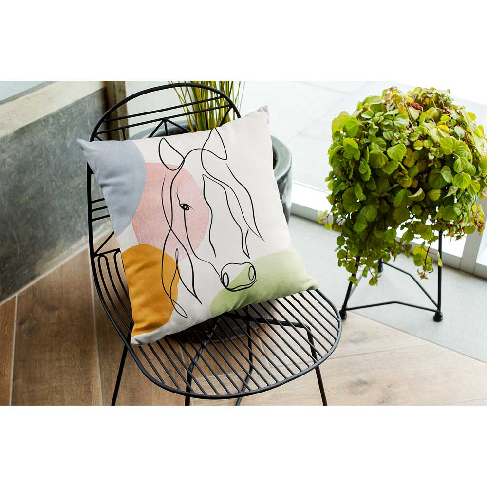 Outdoor Garden Waterproof Cushion - Abstract Horse  Izabela Peters   