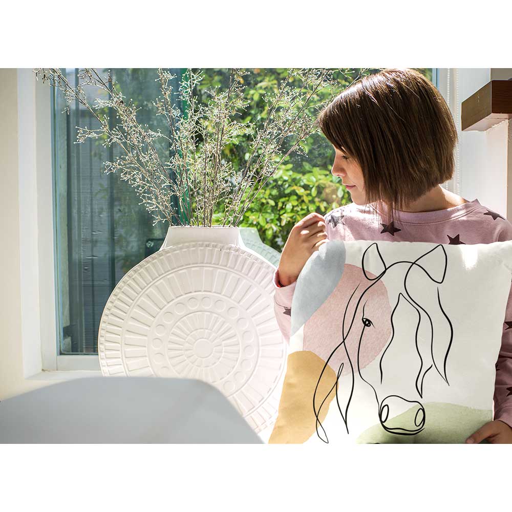 Outdoor Garden Waterproof Cushion - Abstract Horse - 40 x 40 cm by Izabela Peters