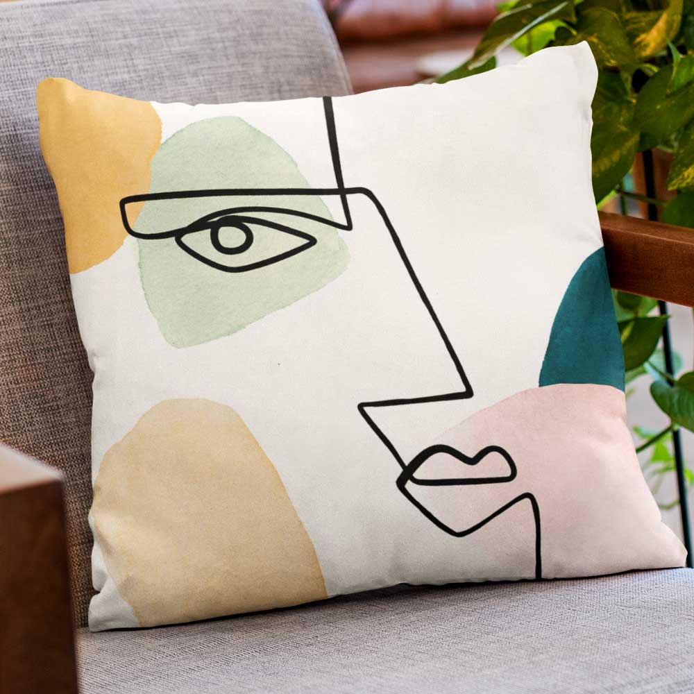 Outdoor Garden Waterproof Cushion - Angular Face - 40 x 40 cm by Izabela Peters