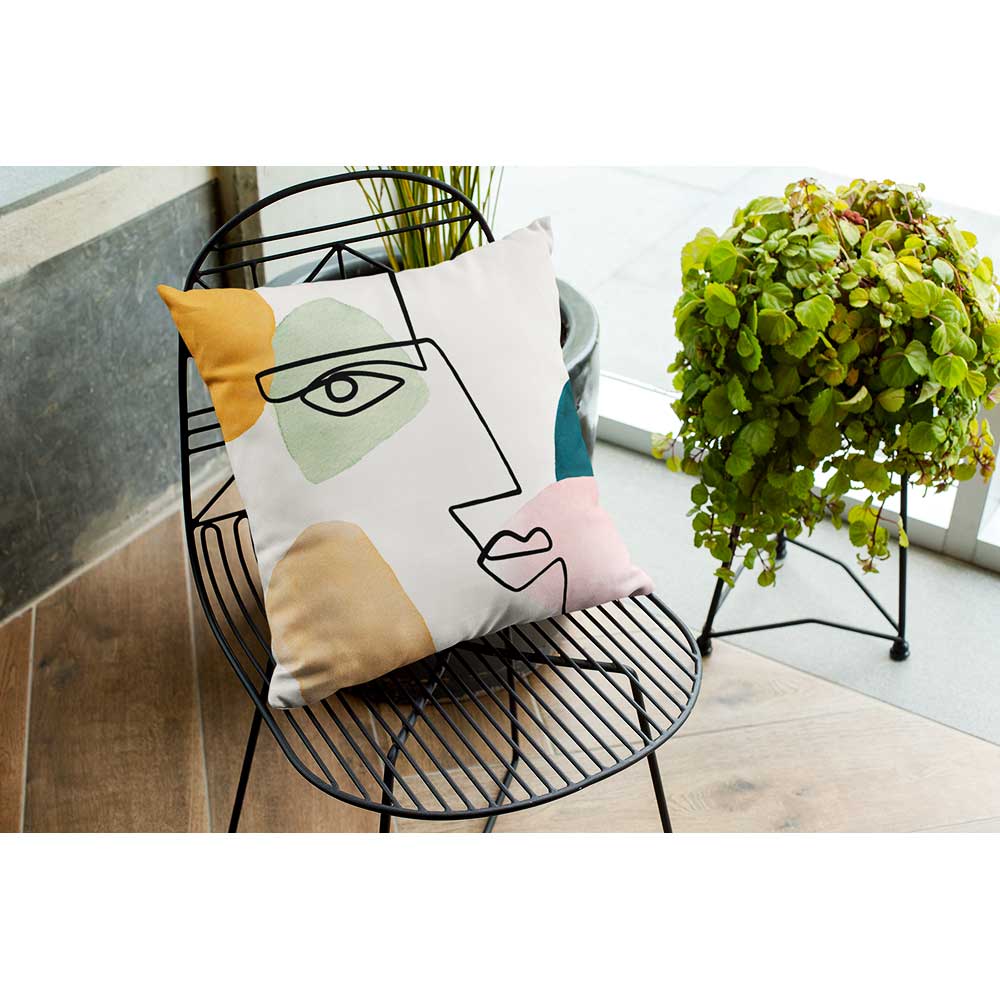 Outdoor Garden Waterproof Cushion - Angular Face  Izabela Peters   