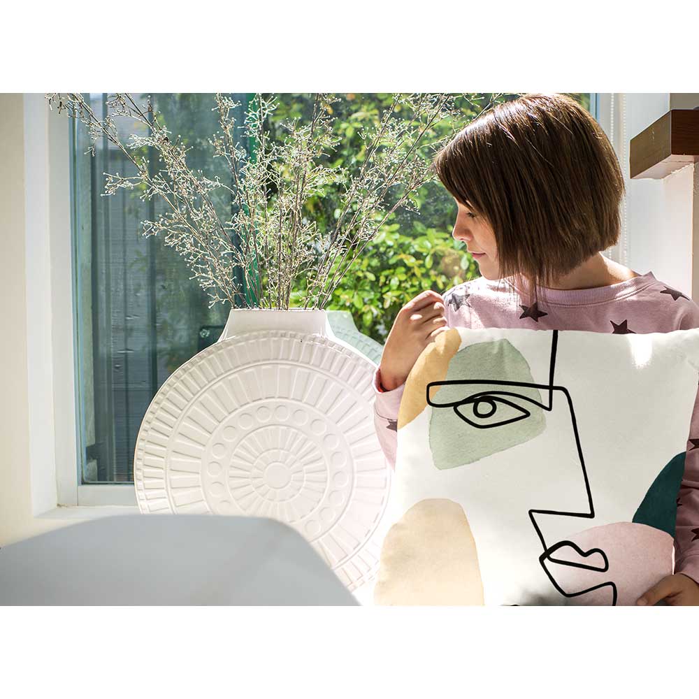 Outdoor Garden Waterproof Cushion - Angular Face - 40 x 40 cm by Izabela Peters
