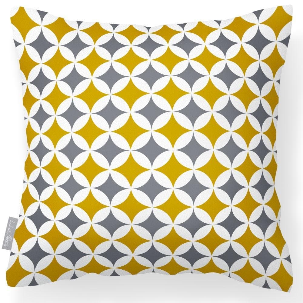 Outdoor Garden Waterproof Cushion - Bahia - Mustard And Grey 50 x 50 cm by Izabela Peters