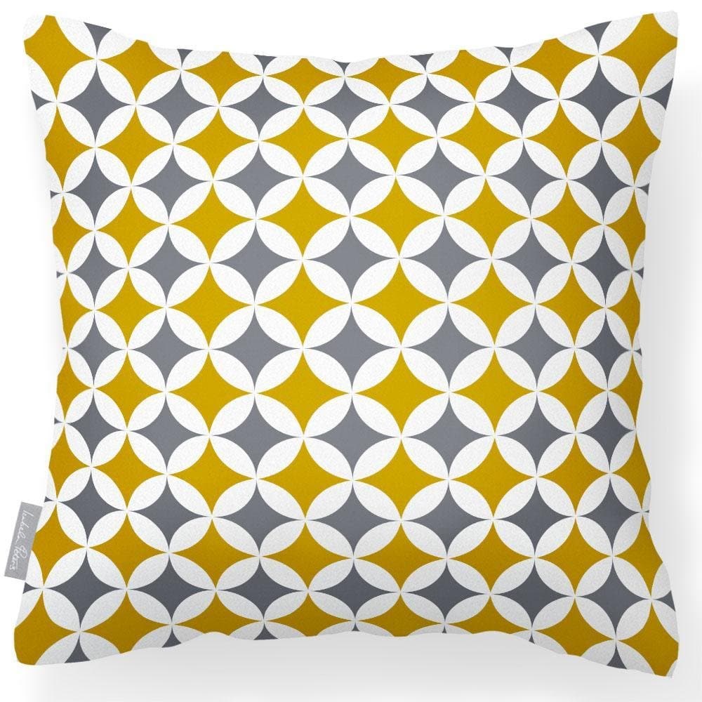 Outdoor Garden Waterproof Cushion - Bahia Luxury Outdoor Cushions Izabela Peters Mustard And Grey 40 x 40 cm 