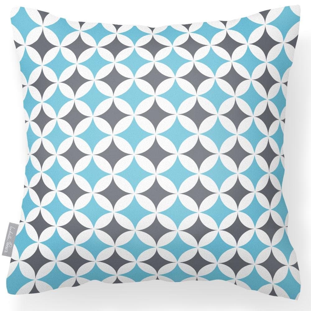 Outdoor Garden Waterproof Cushion - Bahia - Celeste Blue And Grey 50 x 50 cm by Izabela Peters