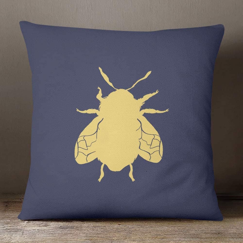 Outdoor Garden Waterproof Cushion - Bee - Graphite 43 x 43 cm by Izabela Peters