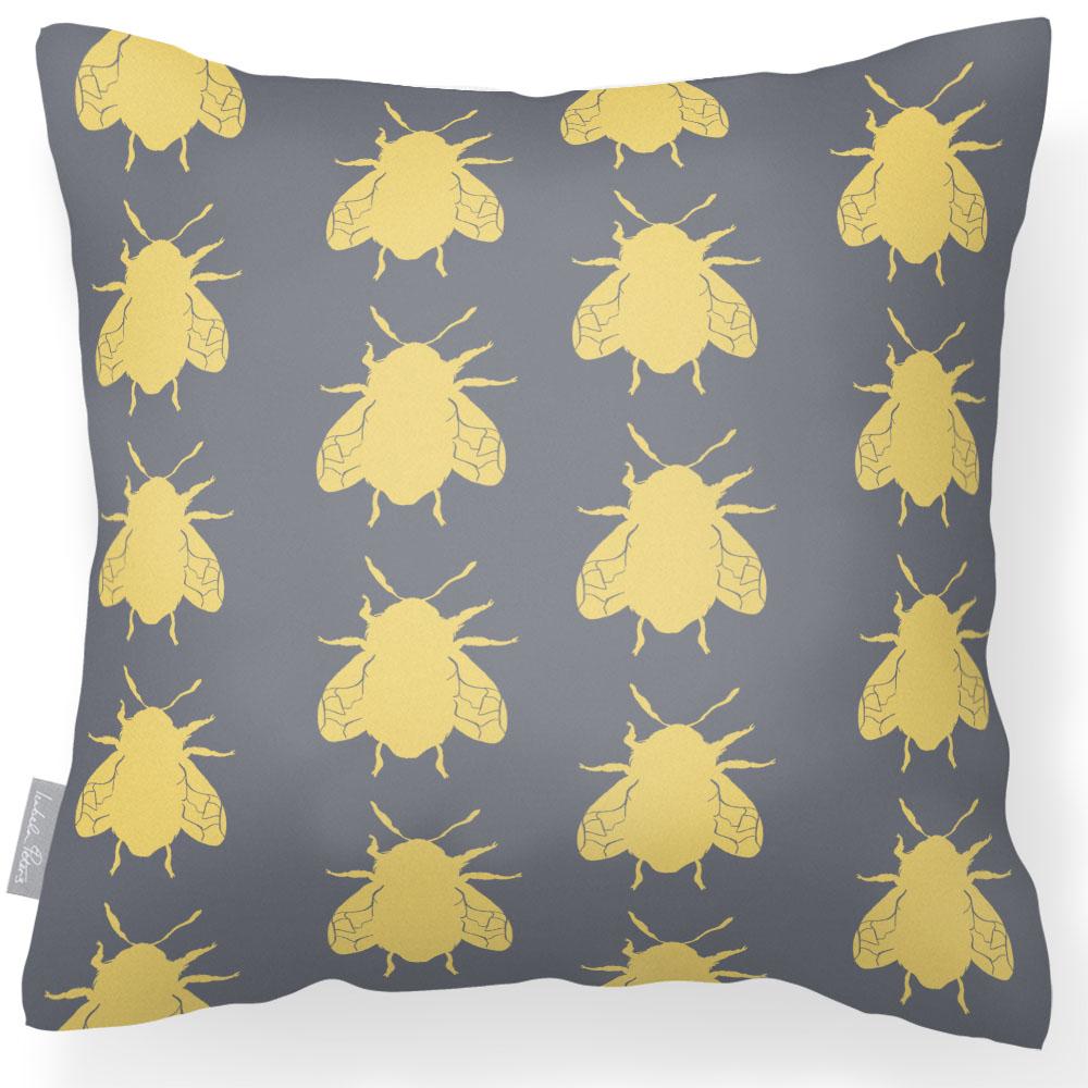 Outdoor Garden Waterproof Cushion - Bees - Grey 50 x 50 cm by Izabela Peters