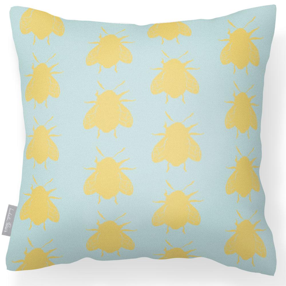 Outdoor Garden Waterproof Cushion - Bees - Duck Egg 50 x 50 cm by Izabela Peters