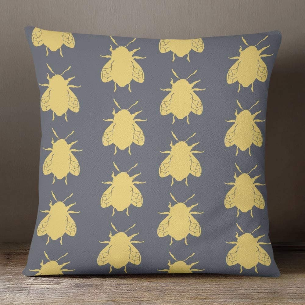 Outdoor Garden Waterproof Cushion - Bees - Grey 50 x 50 cm by Izabela Peters
