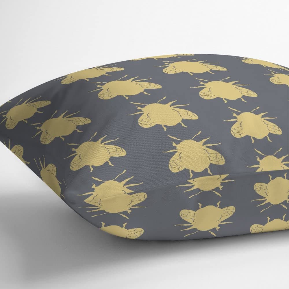 Outdoor Garden Waterproof Cushion - Bees - Grey 50 x 50 cm by Izabela Peters