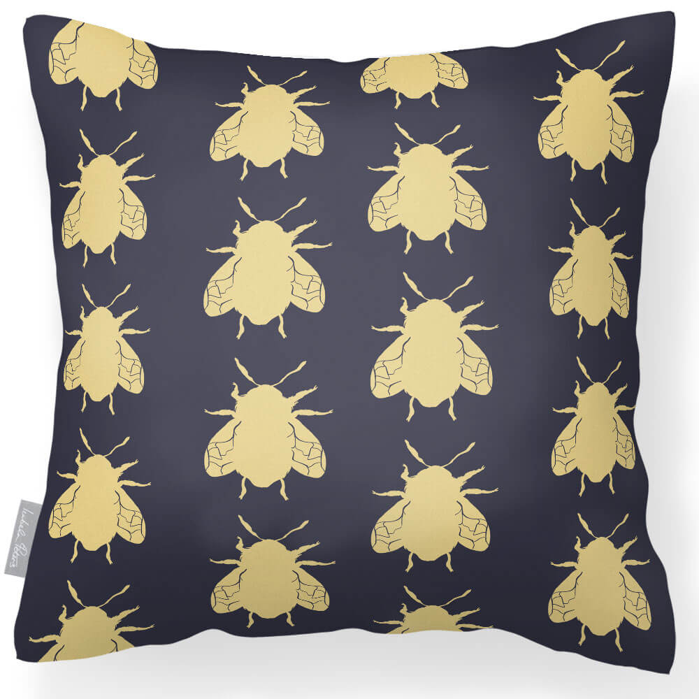 Outdoor Garden Waterproof Cushion - Bees  Izabela Peters Graphite 50 x 50 cm 