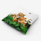 Outdoor Garden Waterproof Cushion - Big Cat Family - White 50 x 50 cm by Izabela Peters