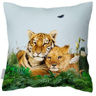 Outdoor Garden Waterproof Cushion - Big Cat Family - Duck Egg 50 x 50 cm by Izabela Peters