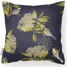 Outdoor Garden Waterproof Cushion - Bird on Elderflower - Graphite 50 x 50 cm by Izabela Peters