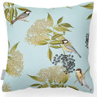 Outdoor Garden Waterproof Cushion - Bird on Elderflower - Duck Egg 50 x 50 cm by Izabela Peters