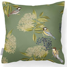 Outdoor Garden Waterproof Cushion - Bird on Elderflower - Sage 50 x 50 cm by Izabela Peters