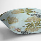Outdoor Garden Waterproof Cushion - Bird on Elderflower - Duck Egg 50 x 50 cm by Izabela Peters