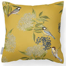 Outdoor Garden Waterproof Cushion - Bird on Elderflower - Mustard 50 x 50 cm by Izabela Peters
