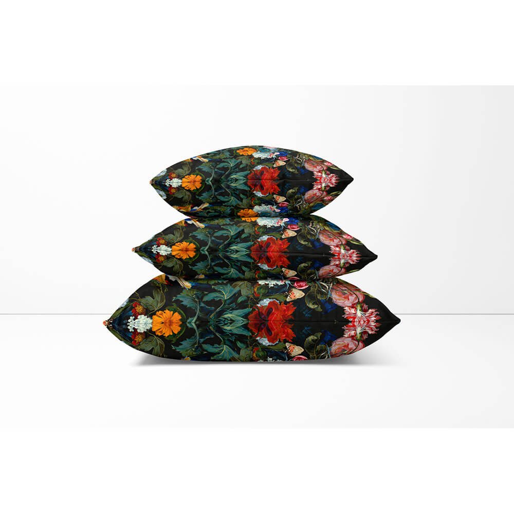 Outdoor Garden Waterproof Cushion - Birds In Paradise - Charcoal 45 x 45 cm by Izabela Peters